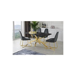 Lara Çapraz High Gloss Yemek Masa Sandalye Takımı 90x160cm