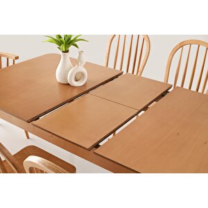 Zeta Alaçatı Ağaç Açılır Yemek Masa Sandalye Takımı 90x140cm