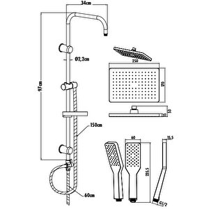 Sh630 İkili Duş Seti Takımı (duş Sistemi + Luna Banyo Bataryası)