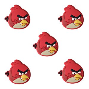 5 Adet Çocuk Odası Mobilya Kulp Dolap Düğme Angry Bird Kırmızı