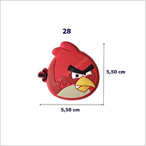 5 Adet Çocuk Odası Mobilya Kulp Dolap Düğme Angry Bird Kırmızı