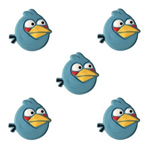 5 Adet Çocuk Odası Mobilya Kulp Dolap Düğme Angry Bird Mavi