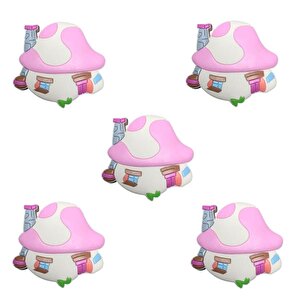 5 Adet Çocuk Odası Mobilya Kulp Dolap Çekmece Düğme Pembe Şirin Ev