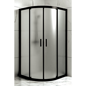 Duşakabin Oval Siyah Profil Buzlu 5mm Cam Yükseklik 190 Cm - Ölçü : 90x90 Cm 90x90 cm