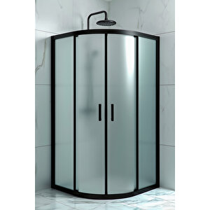 Duşakabin Oval Buzlu 5mm Temperli Cam Yükseklik 190 Cm Siyah Profil - 90x90 Cm 90x90 cm