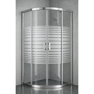 Duşakabin Oval Parlak Profil Çizgili 5mm Cam Yükseklik 190 Cm - Ölçü : 100x100 Cm 100x100 cm