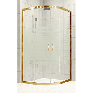 Duşakabin Oval Altın Profil Çizgili 5mm Cam Yükseklik 190 Cm - Ölçü : 90x90 Cm 90x90 cm