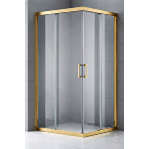 Duşakabin Kare Altın Şeffaf 5mm Yükseklik 190 Cm - Ölçü : 105x110 Cm 105x110 cm