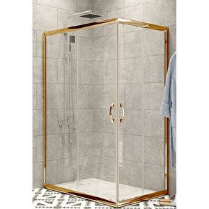 Duşakabin Kare Altın Şeffaf 5mm Yükseklik 190 Cm - Ölçü : 90x100 Cm 90x100 cm
