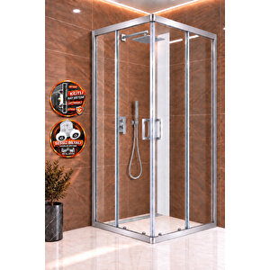 Duşakabin Kare Şeffaf 5mm Temperli Cam H:190cm Krom Profil - 75x110 Cm 75x110 cm