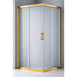 Duşakabin Kare Buzlu Cam 5mm Temperli Cam Yükseklik 190 Cm Altın Profil - 75x80 Cm 75x80 cm