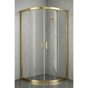 Duşakabin Oval Altın Profil Şeffaf 5mm Cam Yükseklik 190 Cm - Ölçü : 100x100 Cm 100x100 cm
