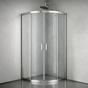 Duşakabin Oval Parlak Profil Şeffaf 5mm Cam Yükseklik 190 Cm - Ölçü : 90x90 Cm 90x90 cm