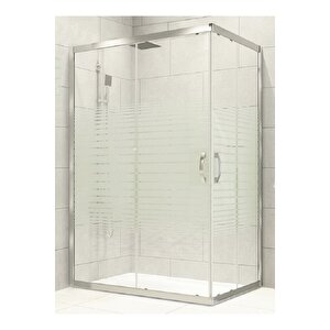 Duşakabin Kare Çizgili Desen 5mm Temperli Cam Yükseklik 190 Cm Krom Profil - 95x105 Cm 95x105 cm
