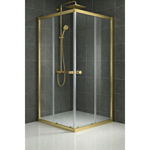 Duşakabin Kare Altın Şeffaf - Ölçü : 80x110 Cm 80x110 cm