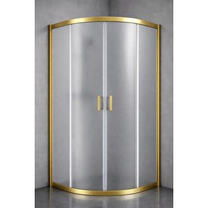 Duşakabin Oval Altın Profil Buzlu 5mm Cam Yükseklik 190 Cm - Ölçü : 80x80 Cm 80x80 cm