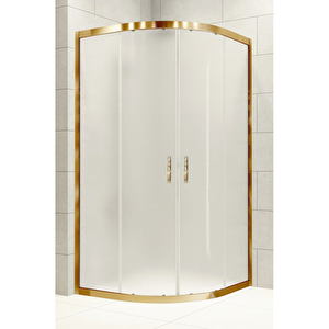 Duşakabin Oval Altın Profil Buzlu 5mm Cam Yükseklik 190 Cm - Ölçü : 90x90 Cm 90x90 cm