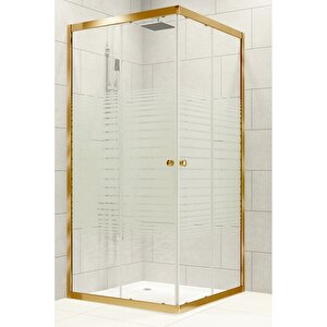 Duşakabin Kare Altın Çizgili - Ölçü : 70x80 Cm 70x80 cm