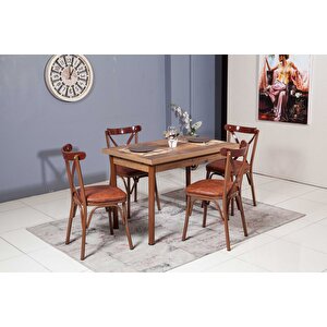 Smart Masa Ve Bahar Çapraz Sandalye Takımı, Cevi̇z, 70x110