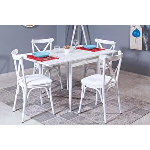 Kartal Kare Masa Takımı, Beyaz, 80x70