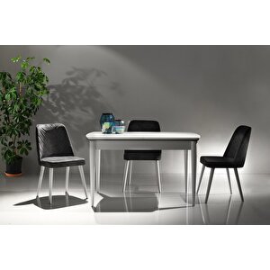 Sara Masa Ve Meri̇da Sandalye Takimi, Gri̇ Beyaz, 130x80