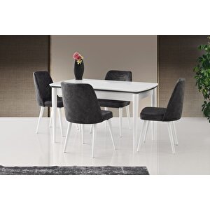Sara Masa Ve Meri̇da Sandalye Takimi, Gri̇ Beyaz, 130x80