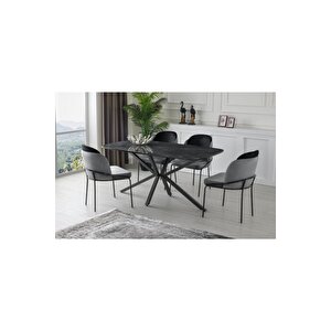 Polo Çapraz High Gloss Yemek Masa Sandalye Takımı 90x160cm