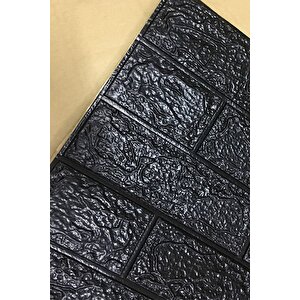 50x30 Cm 0,17 M² Kendinden Yapışkanlı Duvar Kağıdı Esnek Köpük Paneli 3d Boyutlu Tuğla Desen Siyah