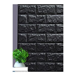 50x35 Cm 0,17 M² Kendinden Yapışkanlı Duvar Kağıdı Esnek Köpük Paneli 3d Boyutlu Tuğla Desen Siyah