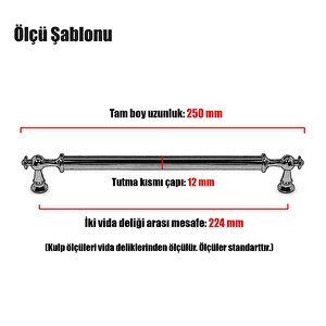 Ayvalık Çekmece Dolap Dolabı Kulpu Kulbu (224 Mm-22.4 Cm) Siyah Metal Kulp (4 Adet) Mobilya Mutfak
