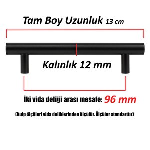 Hitit Mobilya Dolap Kapak Çekmece Kulpu Mat Siyah Metal 96 Mm