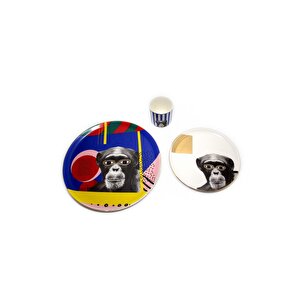 Wild Life Monkey Bardaklı  230cc Sunum Seti 3 Parça