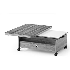 Tekerlekli Akilli Sehpa Çift Çekmeceli Sihirli Sehpa 90cm*60cm Cordoba