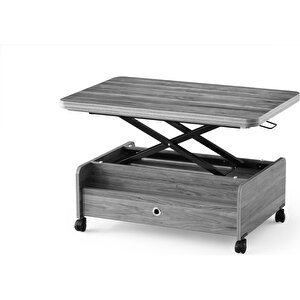 Tekerlekli Akilli Sehpa Çift Çekmeceli Sihirli Sehpa 90cm*60cm Beyaz