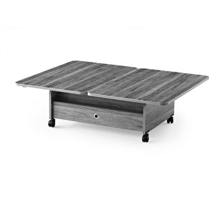 Tekerlekli Akilli Sehpa Çift Çekmeceli Sihirli Sehpa 90cm*60cm Beyaz