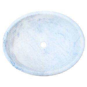 Muğla Beyaz Mermer Honlu Oval Çanak Lavabo 53x40cm Ntrstc04