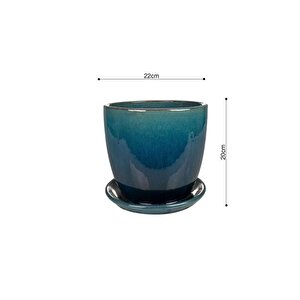 Rico Tabaklı Saksı Okyanus Mavi Çap 22cm Yükseklik 20cm