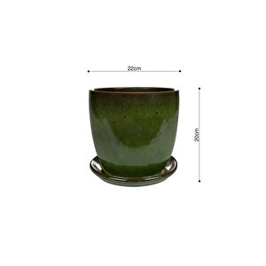 Rico Tabaklı Saksı Koyu Yeşil Çap 22cm Yükseklik 20cm
