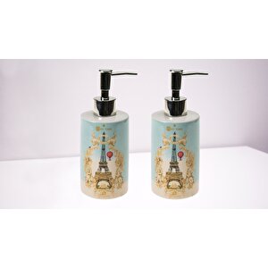 Banyo Seti Seramik Sıvı Sabunluk 2 Adet Romantik Yeşil Model