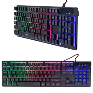 Hello Hl-18744 Usb Kablolu Metal Kasa Mekanik Hisli Rgb Işıklı Oyuncu Gaming Klavye