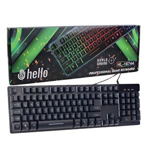 Hello Hl-18744 Usb Kablolu Metal Kasa Mekanik Hisli Rgb Işıklı Oyuncu Gaming Klavye
