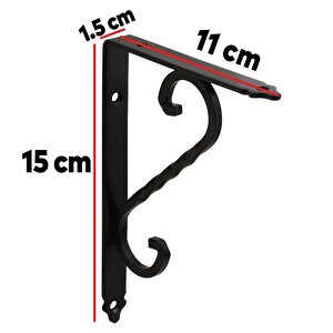 2 Adet Nobel Raf Altı Raf Tutucu Ayak Ferforje Siyah 110x155 Mm
