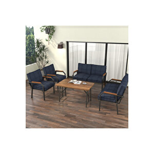 Hayal Balkon, Bahçe, Cafe, Metal Kanepe Koltuk Takımı , Bahçe Mobilyası, 2211 - 70x110 Masalı - Lacivert