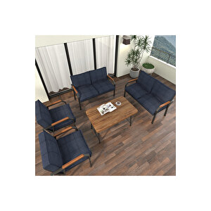 Hayal Balkon, Bahçe, Cafe, Metal Kanepe Koltuk Takımı , Bahçe Mobilyası, 2211 - 70x110 Masalı - Lacivert