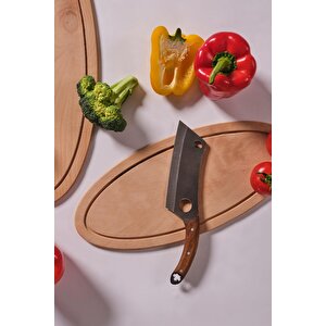 Chop | Mutfak Satır | Outdoor Kamp Doğa Şef Bıçağı | Ahşap Renk Sap