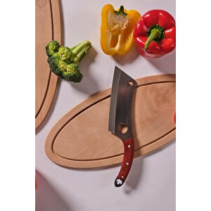 Chop | Mutfak Satır | Outdoor Kamp Doğa Şef Bıçağı | Kızıl Renk Sap
