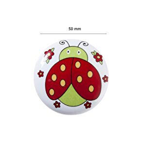 5 Adet Tomurcuk Porselen Düğme Uğur Böceği Çocuk Odası Mobilya Kulp