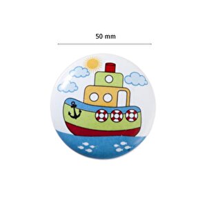 5 Adet Porselen Düğme Gemi Çocuk Odası Mobilya Dolap Kulp
