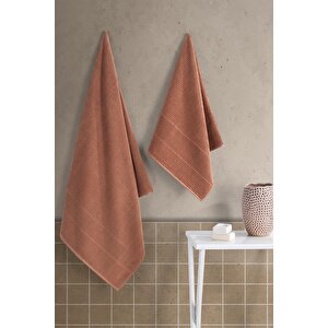 Royal | 50x90 - 70x140 Cm 2'li  Banyo Havlu Seti, %100 Pamuklu Havlu Takımı Kiremit Kiremit