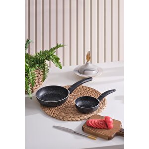 12 Cm Sos Tavası Ve 20 Cm Tava Omlet Tavası Seti Granit Tava Yanmaz Yapışmaz